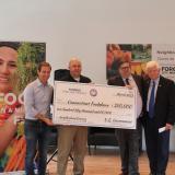 Hartford Mayor Luke Bronin, Connecticut Foodshare President & CEO Jason Jakubowski, Forge City Works Executive Director Ben Dubow, and Rep. Larson 