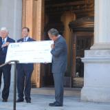 Larson, Blumenthal, and Segarra present the $1 Million Grant to the City of Hartford